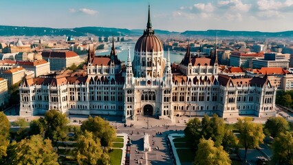 Naklejka premium Fairytale world with an image of Budapest, Hungary's iconic Buda Castle AI-generated