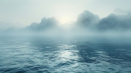Naklejka premium Landscape image of the mountain range in the morning with round fog