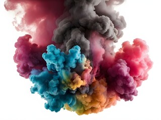 Obraz premium A colorful smoke explosion isolated on white background