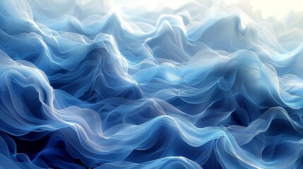 Obraz premium Layers of translucent textures in shades of azure and cerulean, creating a sense of depth and dimension. Abstract Backgrounds Illustration, Minimalism,