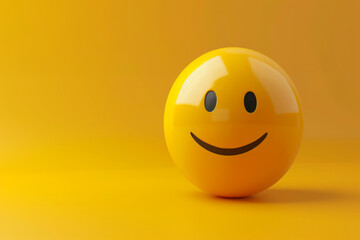 Fototapeta premium 3d render of yellow smiley icon on yellow background