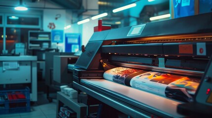 Digital inkjet printer in operation for large format printing. Concept Inkjet Printing, Large Format Printer, Digital Technology, Printing Operations, Graphic Design