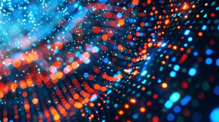 Digital pixel patterns depicting data and communication in an it services themed background