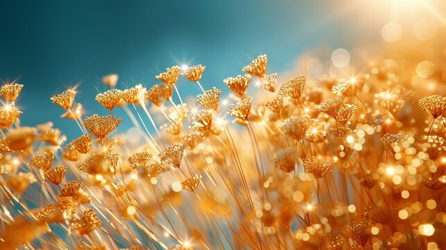 Radiant bursts of golden sunlight against a backdrop of cerulean blue, evoking a sense of warmth and vitality. Abstract Backgrounds Illustration, Minimalism,