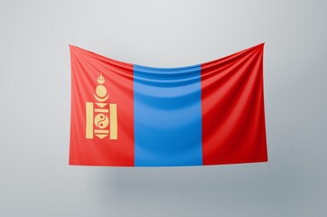 Naklejka premium Mongolia National Flag Waving Proudly. 3D Flag Banner Illustration image