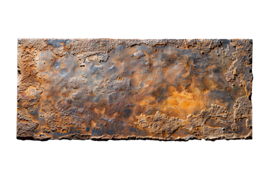 isolated rusty metal plate banner