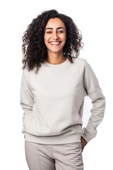 Fototapeta premium Fashion model Smiling woman sweatshirt laughing portrait.