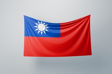 Naklejka premium Taiwan National Flag Waving Proudly. 3D Flag Banner Illustration image
