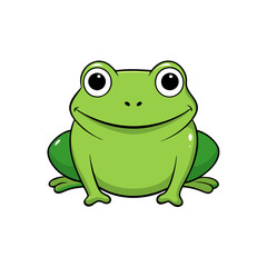  cartoon depiction of a frog sitting and looking happy.
