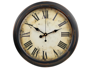 A clock with roman numerals showing the time as 10:30