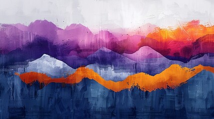 Abstract artwork with bold strokes of lilac, chambray blue, and burnt orange, creating a dynamic composition that sparks nostalgia and creativity. Abstract Backgrounds Illustration, Minimalism,
