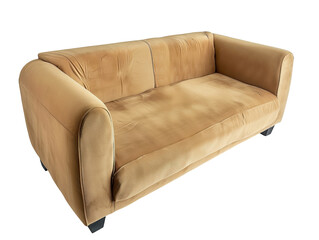 A tan couch with a black frame