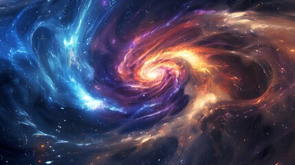 Tranquil Galaxy: A Serene Abstract Artwork of Cosmic Swirls and Soothing Colors for Relaxation and Mental Wellness