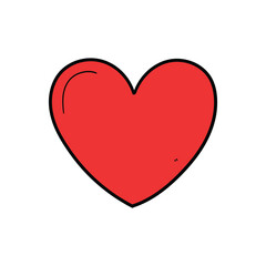 Hand drawn cartoon red heart on white background. Love, valentine's day, relationship, friendship.