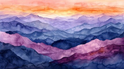 Abstract watercolor painting in hues of lilac, chambray blue, and burnt orange, capturing the essence of nostalgic memories in fluid brushstrokes. Abstract Backgrounds Illustration, Minimalism,