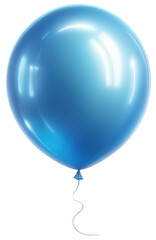 Blue balloon with shiny glossy finish floating on ribbon. Perfect for joyful celebrations, childrens parties and others holiday themes. Clean minimalistic design