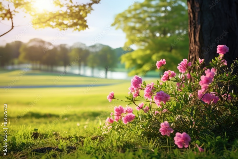 Wall mural landscape nature flower grass.