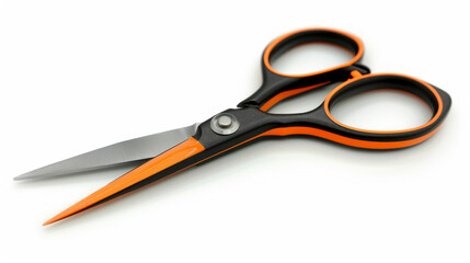 black and orange scissors isolated on white background