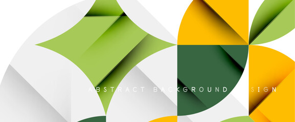 Minimal geometric elements on white. Petals, round triangles, star