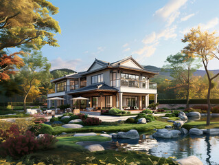 큰 정원이 있는 한국형 고급 전원주택-Korean-style luxury country house with a spacious garden