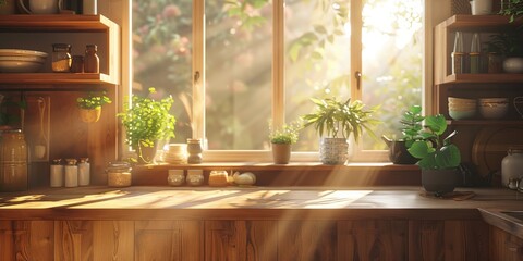 Sunlight Streaming Through Kitchen Window