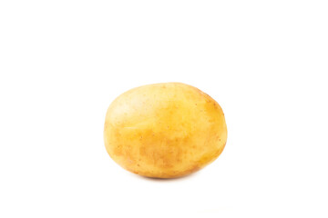 Young potatoes. Raw potatoes isolated on white background.Peel potatoes.Harvesting collection. organic, freshly dug potatoes. Agricultural background. Vegan. Vegetables.Potato slices.