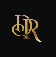 DR luxury logo Initial DR Letter Logo With Gold color brand logo