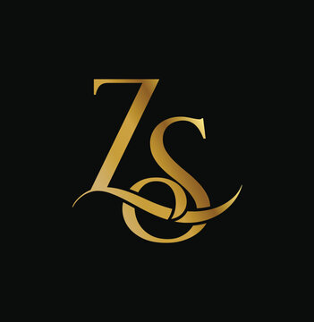 ZS luxury logo Zs merged Gold color black background	