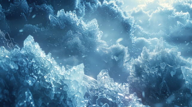 Abstract background of under ice frozen air flows in lake of baikal in winter russia.