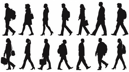 歩く人々のシルエット 人物アイコン集