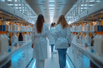 Scientists working in a modern laboratory environment