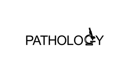 Pathology emblem, black isolated silhouette
