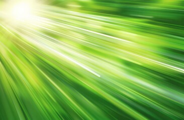 Obraz premium Abstract green background with blurred speed lines and sun rays