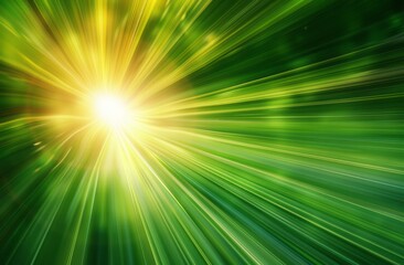Obraz premium Abstract green background with blurred speed lines and sun rays
