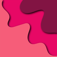 Paper cut background with waves and hole. Pink 3d abstract backdrop, smooth wavy layers. Women s Breast Cancer Concept. Horizontal poster template in pastel rose color.