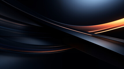 Sleek Dark Curved Lines with Orange Accents