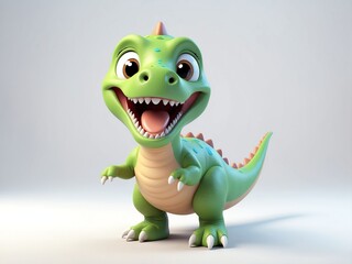 Fototapeta premium smiling dinosaur cute d art illustration in plain white background