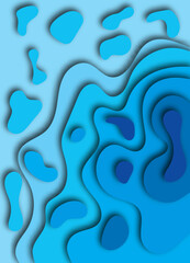 Obraz premium realistic blue gradation paper cut wave abstract background. eps 10
