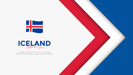 Fototapeta premium Happy Iceland national Day June 17th Celebration Vector Illustration. Template for Poster, Banner, Advertising, Greeting Card or Print Design Element