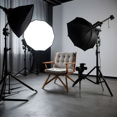 Interiorof modern photo studio with chair