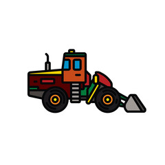 Original vector illustration. Contour icon of a bulldozer on wheels.