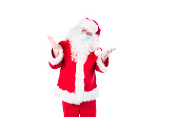 Colds and flu. Santa Claus and health care. White background.