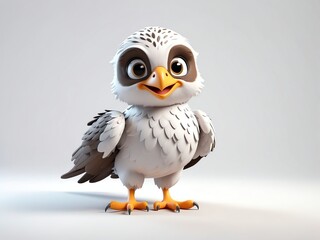 Obraz premium smiling falcon cute d art illustration in plain white background