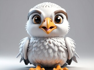 Obraz premium smiling falcon cute d art illustration in plain white background