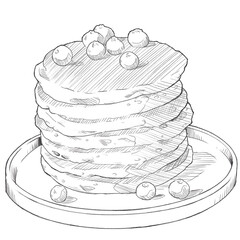 Food hand drawn sketch pancakes