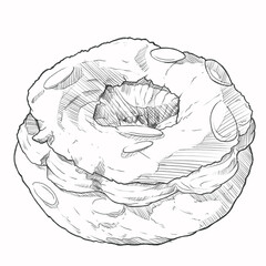 Food hand drawn sketch French Paris Brest pastry