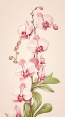 Fototapeta premium Wallpaper orchid blossom flower sketch.