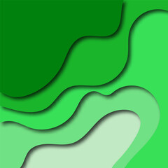 Green abstract paper cut background. Paper art style design concept. Vector illustration.