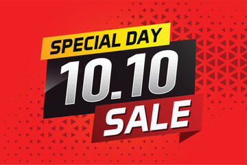 10.10 Special day sale word concept vector illustration with ribbon and 3d style for use landing page, template, ui, web, mobile app, poster, banner, flyer, background, gift card, coupon


