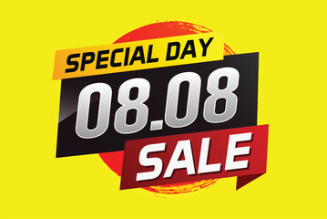 8.8 Special day sale word concept vector illustration with ribbon and 3d style for use landing page, template, ui, web, mobile app, poster, banner, flyer, background, gift card, coupon


